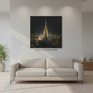 Arte de pared en lienzo con paisaje nocturno del Chrysler Building de Nueva York, impresión de paisaje urbano de Nueva York, decoración moderna para el hogar y la oficina - Product Image 2