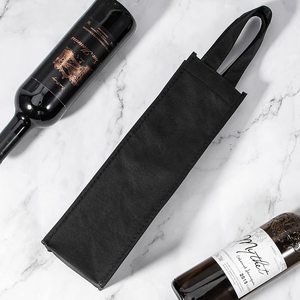 Bolsa de vino de tela no tejida reutilizable negra para botellas y regalos Solución de compras conveniente - Product Image 4