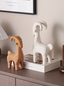 <span class=keywords><strong>D</strong></span>écoration artisanale silencieuse en céramique douce, style Wabi-sabi, motif deux chèvres, haute qualité, pour salon et bureau - Product Image 4