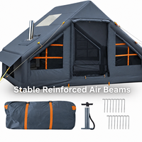 Tente de glamping gonflable de luxe pour 3-4 personnes - Tente cabane imperméable à montage automatique avec moustiquaire EU