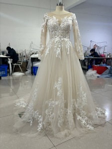 Robe de mariée bohème sans dos en dentelle champagne de haute qualité, robes de soirée, Vestidos De Novia Sencillos - Product Image 3