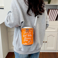 Nouveau Sac Bandoulière Cylindrique Imprimé Lettres Y2K 2026 pour Femme, Sac à Épaule en Cuir PU Tendance avec Fermeture Éclair, Sac à Main Amusant en Forme de Canette de Soda Geek