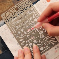 Kit de pochoirs multifonctionnels personnalisés pour carnet, règle, motif de bordure, modèle de dessin DIY, papeterie artisanale