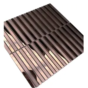 distributors of building materials PVD coated coffee metal peel stick tiles mosaic wall design 3d