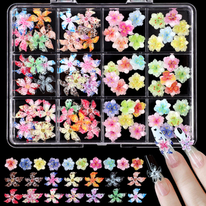 12 grilles de breloques <span class=keywords><strong>pour</strong></span> <span class=keywords><strong>ongles</strong></span> en <span class=keywords><strong>résine</strong></span>, motifs fleurs de cristal de glace 3D sculptées et fleurs de lys 3D, couleurs assorties, <span class=keywords><strong>pour</strong></span> <span class=keywords><strong>la</strong></span> décoration de manucure de luxe - Product Image 3