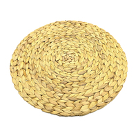 Tapis de rangement rond décoratif en jacinthe d'eau naturelle tissé à la main pour fruits et aliments