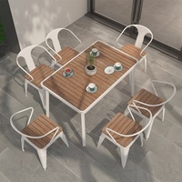 Ensemble de table et de chaises de restaurant en métal pour l'extérieur, avec protection solaire, pour cour, balcon et entrée