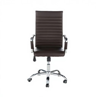 Chaise de bureau de luxe en cuir de vachette, siège professionnel pour personnel de classe moyenne, accoudoirs fixes, pivotant et réglable en hauteur, structure métallique, simplicité