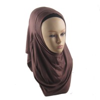 Collection de hijabs faciles à porter en gros Écharpe de Dubaï de couleur unie adorée Châles de hijab à double boucle instantanée en jersey musulman de qualité supérieure