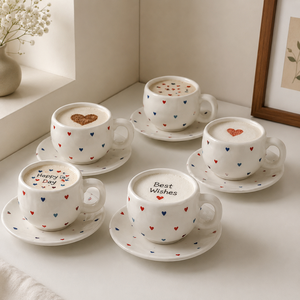 Factory Hot Selling 300ML Handmade Painting Ceramic Mug Ceramic Coffee <b>Cup</b> <b>Set</b> Irregular <b>Cup</b> With Plate for Gife - Product Image 1