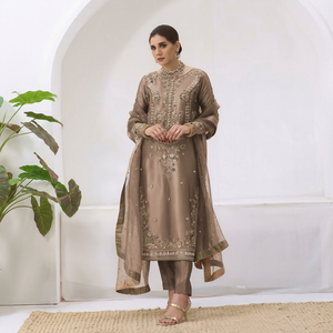 Conjunto de Salwar Kameez Bordado en Seda, Traje Tradicional Pakistaní para Mujer, Vestido Floral con Cuentas para Bodas y Fiestas - Product Image 1