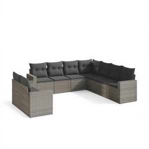 Ensemble de canapés de jardin en rotin gris moderne avec pieds réglables, mobilier d'extérieur 6 places, design contemporain - Product Image 1