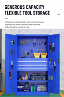 Casier de rangement en acier multi-usages avec panneau perforé interne pour outils, 1 tiroir, serrure à clé, finition anti-rouille OEM, capacité de charge de 1000 kg pour
