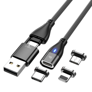 Colorido teléfono móvil Cable <span class=keywords><strong>USB</strong></span> de carga rápida PD 100W 60W 6 en 1 Magnético <span class=keywords><strong>Micro</strong></span> <span class=keywords><strong>USB</strong></span> Tipo C Cargador Cables de datos - Product Image 2
