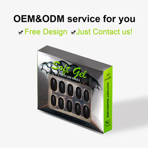 Unghie Finte Nailway Colore <span class=keywords><strong>Nero</strong></span> Opaco 30 Pezzi, Design Francese, Unghie Adesive per Uso Quotidiano per Donne - Product Image 3