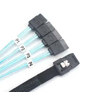 Custom Power Quick Transfer 30Awg 1M 4 in 1 Mini Sas 36P SFF 8087 to Sata 7Pin *4 Connector