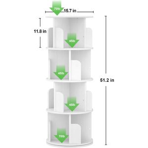 Étagère d'angle rotative en bois pour petit espace 360 affichage bibliothèque sur pied à 4 niveaux étagère de rangement étagère à livres étroite en bois - Product Image 5