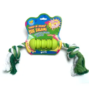 Düşük adedi özelleştirilebilir renkler Pet çiğnemek oyuncaklar dayanıklı Pet çiğnemek halat oyuncak Toss-n-ipi römorkör pamuk halat oyuncak kauçuk ile köpekler için