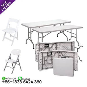 Muebles Más Vendidos, Mesa Redonda Plegable de Plástico Portátil Blanca para Comedor, Mesa Plegable para Banquetes de Boda - Product Image 4