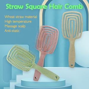 <span class=keywords><strong>Brosse</strong></span> à cheveux démêlante en paille <span class=keywords><strong>de</strong></span> blé biologique avec logo personnalisé, <span class=keywords><strong>brosse</strong></span> en nylon ventilée incurvée écologique pour cheveux bouclés lisses - Product Image 3