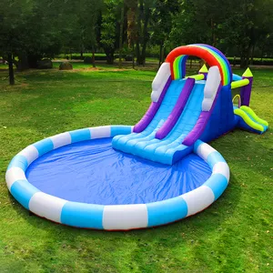 Factory Hot Sale Oxford Cloth Outdoor Garden Kids Party Water Slide Inflatable Jumping Castle For Kids Water Slide With Pool