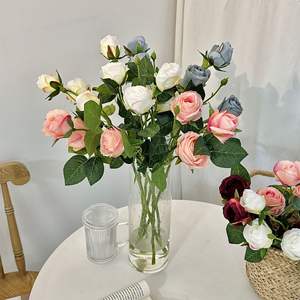 Bouquet de roses artificielles en soie, haute simulation, pour mariage et décoration intérieure - Product Image 2