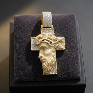 Pendentif Croix Jésus Chrétien en Moissanite Taille Brillante KIVORA, Style Hip-hop, Collier en Argent Sterling Plaqué Rhodium - Product Image 1