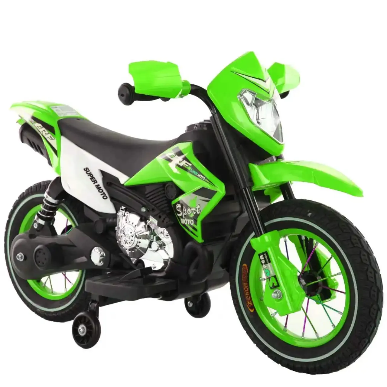 Sepeda motor listrik untuk anak laki-laki, mainan bayi warna hijau oranye putih empat warna