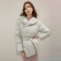 Kustom kualitas tinggi kasual tren klasik musim dingin hangat cahaya Puffer sabuk ikan longgar berkerudung Parka jaket wanita jaket Bawah