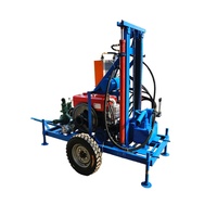 Tricycle portable à moteur diesel, forage de puits d'eau à petit pneu de 0 à 200 mètres de profondeur avec moteur et pompe