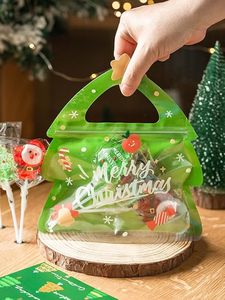 Giáng sinh điều trị túi cho trẻ em rõ ràng cây hình <span class=keywords><strong>Ziplock</strong></span> Túi tái sử dụng với xử lý cho kẹo, cookie, snack, nguồn cung cấp bên - Product Image 6