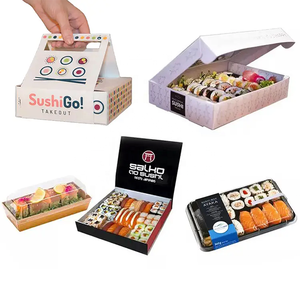 Boîte d'emballage de sushi logo personnalisé, boîte de plateau de sushi kraft jetable biodégradable boîte d'emballage de restauration rapide - Product Image 1