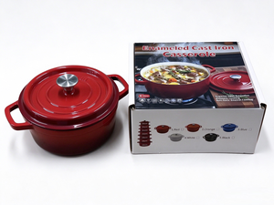 Casserole <span class=keywords><strong>en</strong></span> <span class=keywords><strong>fonte</strong></span> émaillée, pot à fond rond antiadhésif avec couvercle, <span class=keywords><strong>cocotte</strong></span>, compatible four et induction, écologique - Product Image 5