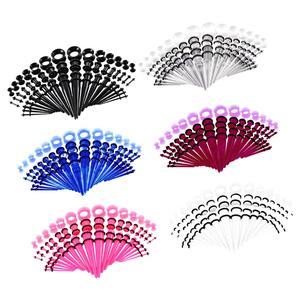 50 pezzi di colore nero 14G-00G O-Ring in acrilico tappi e tunnel in Silicone Kit per tatuaggi accessori