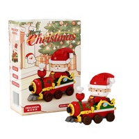 Jouet éducatif en plastique, mini-ornement de train de Noël en blocs de construction avec figurines, jouet d'assemblage, cadeau pour enfants