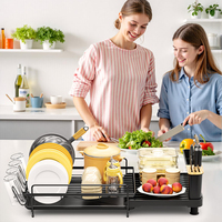 Organisateur de vaisselle multifonction Étagère à vaisselle rétractable Supports de rangement pour assiettes de cuisine Séchoir à vaisselle avec plateau
