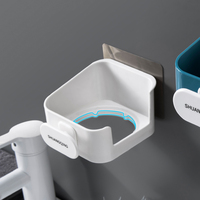 Support mural double niveau en plastique pour sèche-cheveux et outils de nettoyage – Rangement multifonctionnel pour salle de bain