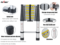 Échelle télescopique en aluminium anti-pincement EN131, robuste, portable, extensible, escada télescopique en aluminium