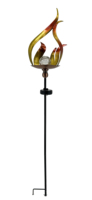 Lampe solaire à flamme métallique pour extérieur, décoration de jardin avec boule en verre craquelé