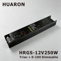 Controlador de Voltaje Constante HRGS-250-12 Triac Regulable 0-10V, Fuente de Alimentación LED de 250W 12V CC con Control Lineal de 0.01-100% y 90% de Eficiencia