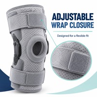 Exosquelette de marche, Genouillère articulée réglable à rotule ouverte, Support de genou enveloppant perforé gris