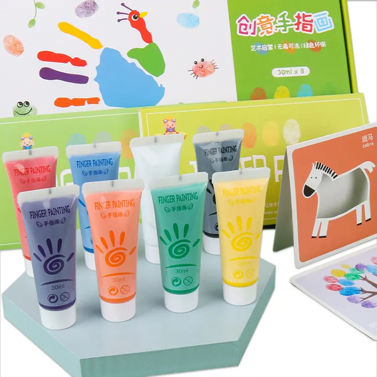 New Style Non Toxic easy clean Toddlers Kids Art kit Drawing Toys 8 Colors 60ml Washable Finger Paint Set