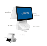 Machine de facturation tout-en-un à écran tactile capacitif double écran Android 11 Windows 10 de 15.6 pouces avec écran client de 11.6 pouces
