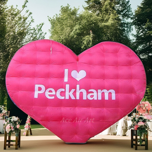 情人节巨型粉色充气心形装饰、户外爱情主题活动和浪漫派对气球展示 - Product Image 4