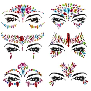 Colorful Face Jewels Tattoo Rhinestone Shiny Diamond Rave Crystals Eyes Body Stickers for Festival Decoration