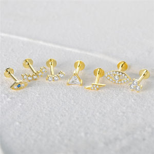 เครื่องประดับเจาะหูแบบเฮลิกซ์ CANNER ขายดี ดีไซน์แบน ประดับเพชร CZ สวมใส่สบาย สีเงิน ทันสมัย - Product Image 2