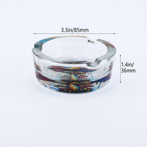 Cenicero de Vidrio al por Mayor, Accesorios para Fumar, Cenicero de Servicio, Cenicero de Vidrio Redondo Personalizado con Patrón para Cigarrillos y Cigarros - Product Image 4