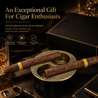 Cendriers à cigares rétro en métal bronze pour l'extérieur et l'intérieur, cendrier rond à trois fentes, cendrier à cigares profond personnalisé, accessoires de luxe pour cigares