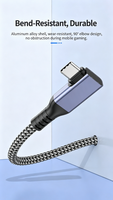 Cable de Datos Trenzado Tipo-C de 100W, Ángulo Recto, Carga Rápida de 5A, USB 3.2 Gen2, Transferencia de Datos de Alta Velocidad de 20Gbps 4K, 0.5M 1M 1.5M 2M