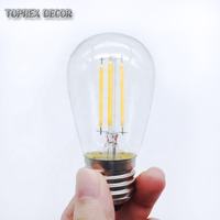 Toprex Decor E27 Lampe LED Festoon G45 S14 1W 2W 4W DC Globe en plastique transparent Haute luminosité Extérieur 120V Filament